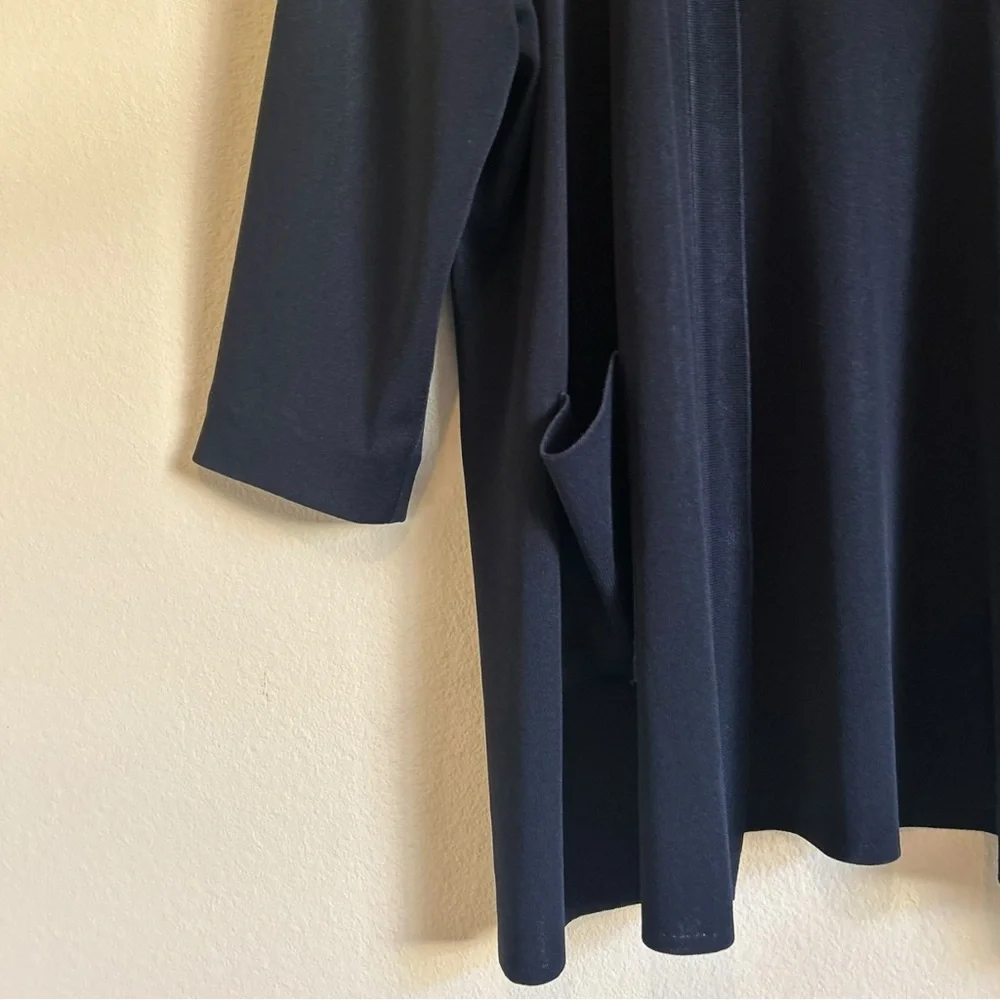 Misook Cardigan Sweater Knit Liquid Black Open Front Minimalist Plus Size 1X - Picture 6 of 14